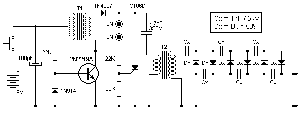 Conversor 9V a 13.5kV